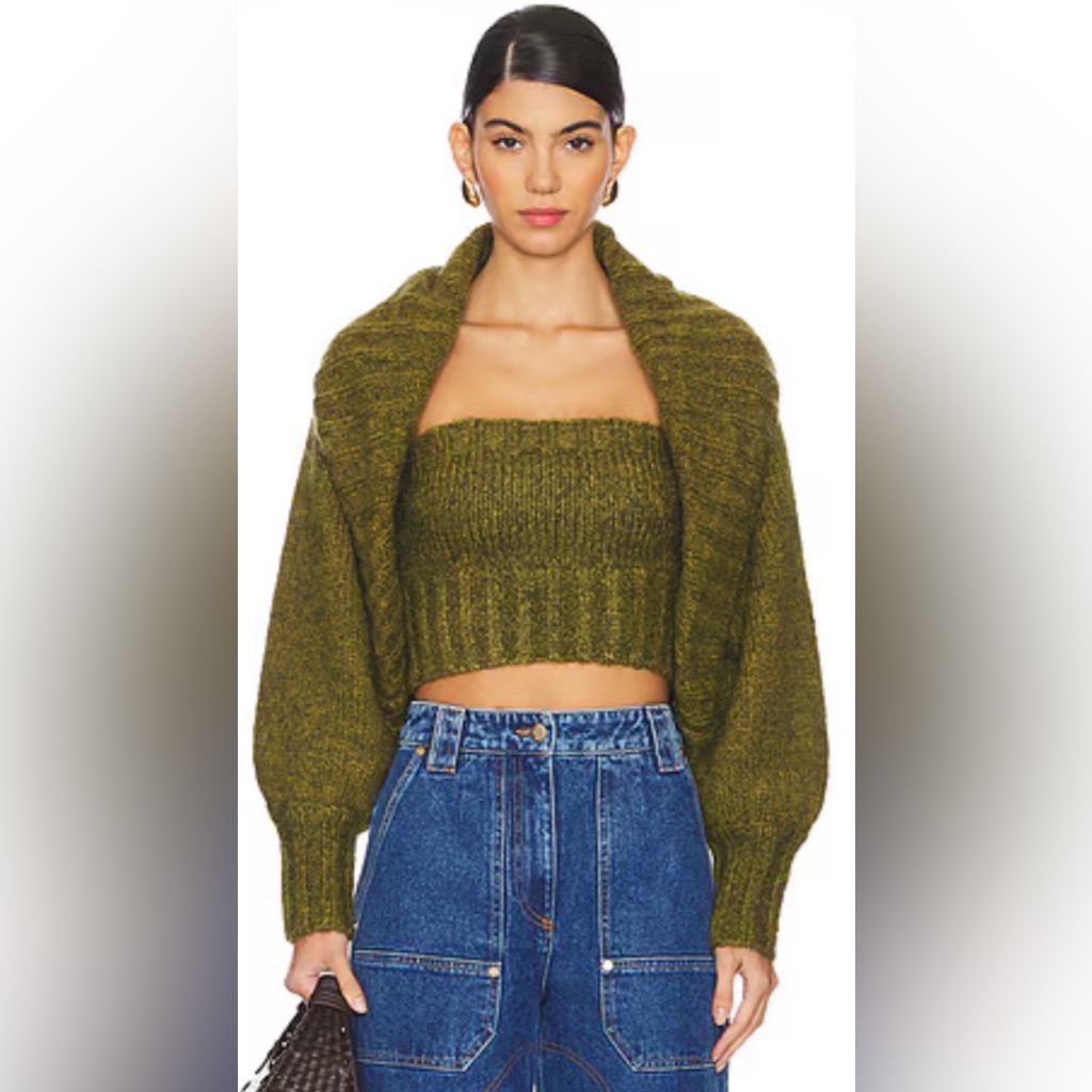 Nwt - Cult Gaia Virginie Cardigan Set In Algae Melange